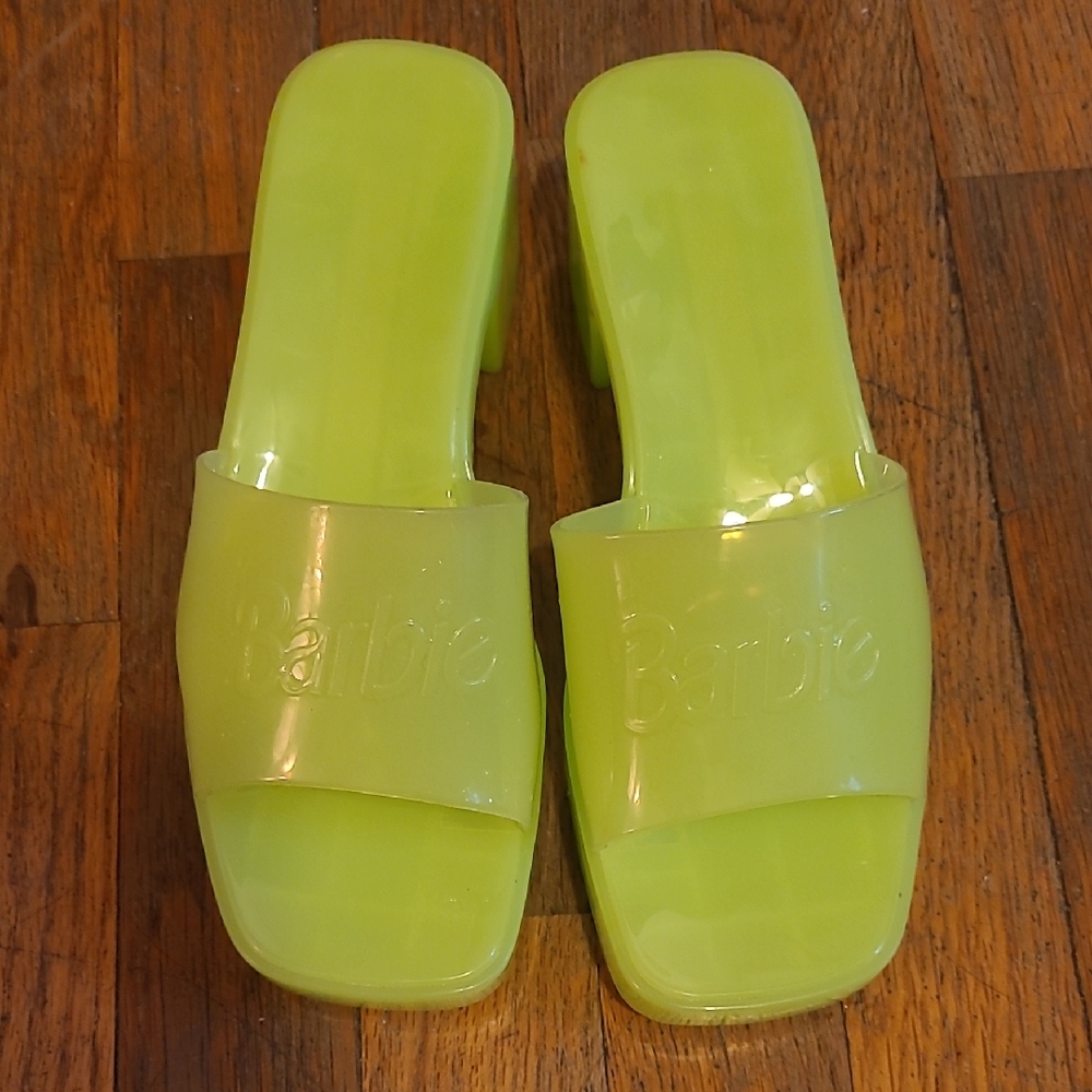 Lime Green Barbie Jelly Slides